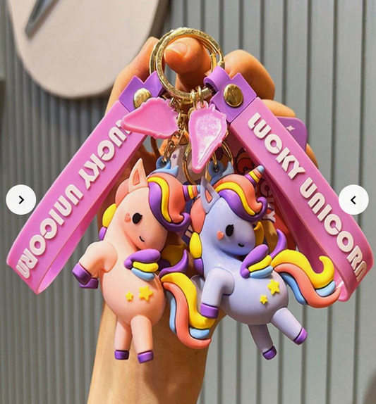 Purple Lucky Unicorn Keychain | 3D Lanyard Keychain | Silicone | Premium |