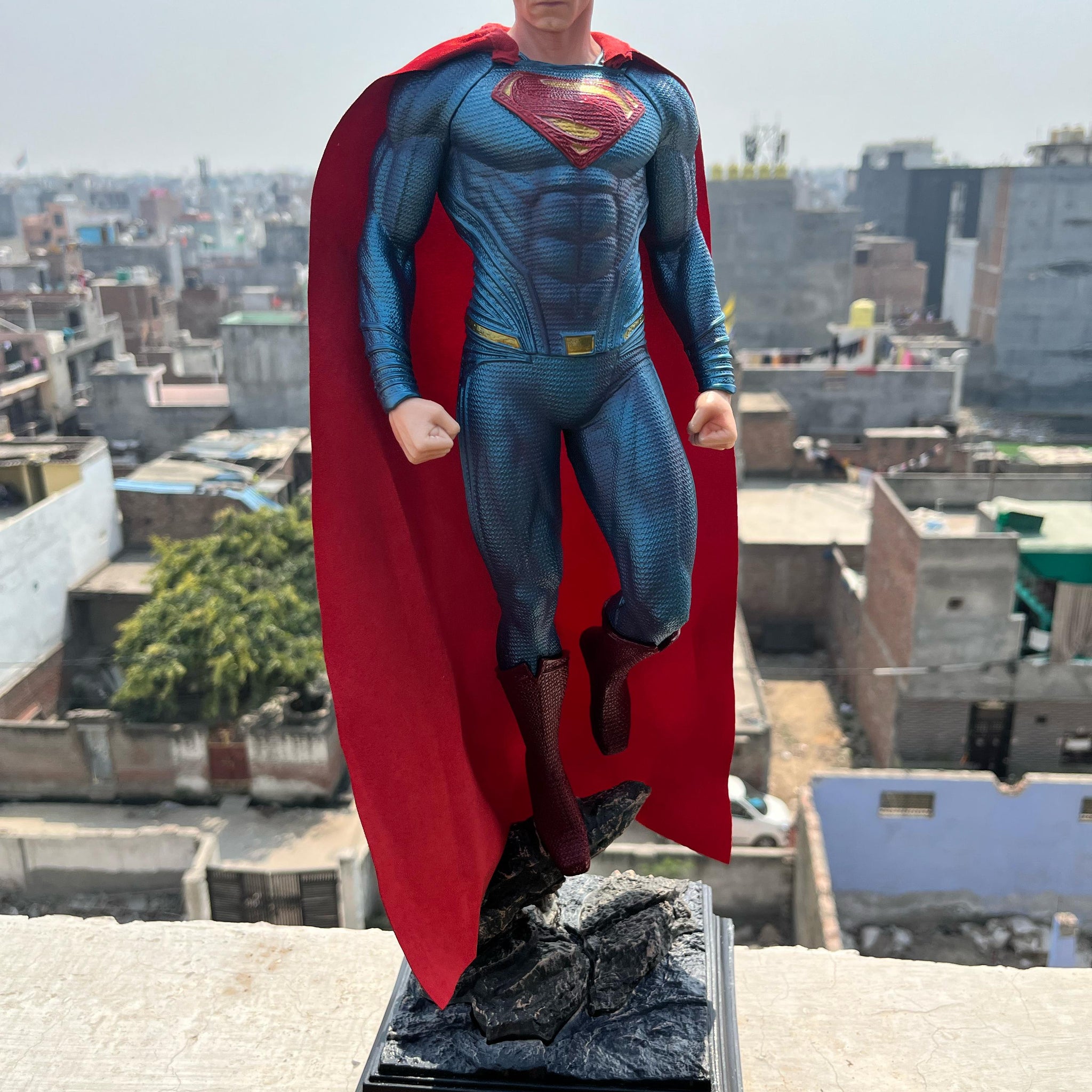 Superman Premium Action Figure with Two Heads Light-Up Eyes | 50 cm