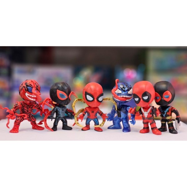 Marvel Spiderman Venom Deadpool Action Figure Set | 10 cm | Pack of 6