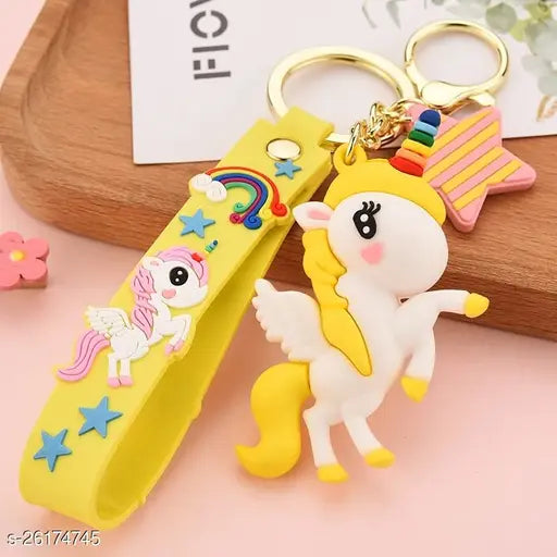 Blue Flying Unicorn Keychain | Model A | 3D Lanyard Keychain With Charms | Silicone |