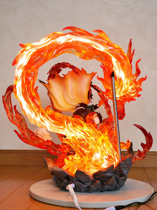 Demon Slayer |PVC| Tanjiro Kamado LED Action Figure Fight Against Rui 35 cm Collectible