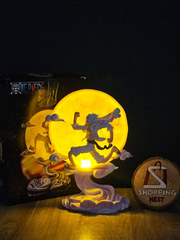 One PIece Gear 5 Luffy Sun God Nika Flying under MOON with light Action Figure PVC Multicolour | 28 CMS  |