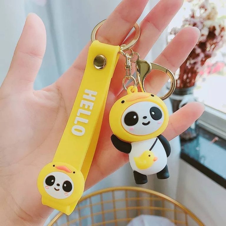 Cute Yellow Panda Model B | 3D Lanyard Keychain | Silicone