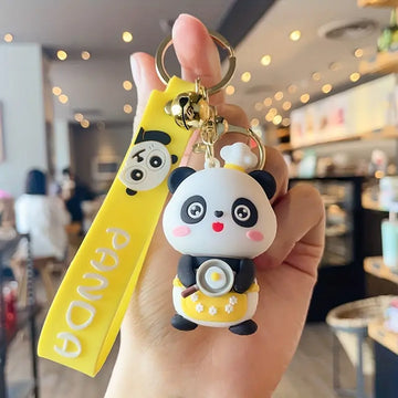 Cute Yellow Panda Chef | 3D Lanyard Keychain | Silicone