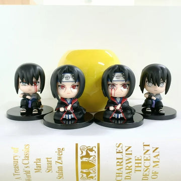 Naruto Anime Sasuke & Itachi Sitting Figurine Set of 4 | PVC Collectible Action Figures by ShoppingNest