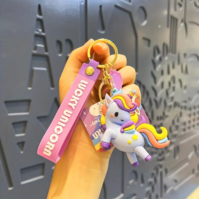 Purple Lucky Unicorn Keychain | 3D Lanyard Keychain | Silicone | Premium |