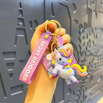 Purple Lucky Unicorn Keychain | 3D Lanyard Keychain | Silicone | Premium |