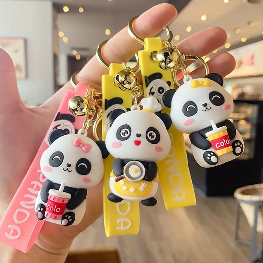 Cute Pink Panda Chef | 3D Lanyard Keychain | Silicone