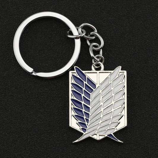 Attack on Titan Eren Yeager Wings of Freedom Double Blade Keychain | Anime Metal Keyring