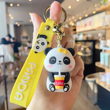 Cute Yellow Panda Girl | 3D Lanyard Keychain | Silicone