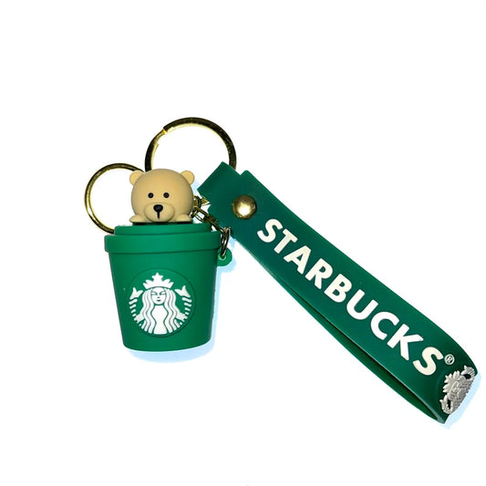 Star Bucks Bear in green Mug | Silicone Lanyard | Keychain