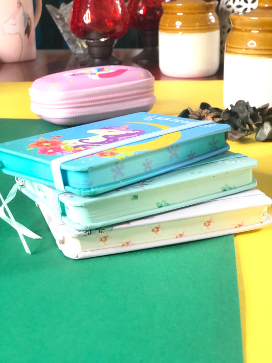 Unicorn Themed A7 Size Pocket Diary | Closure Band | Bookmark String | Set of 3 |