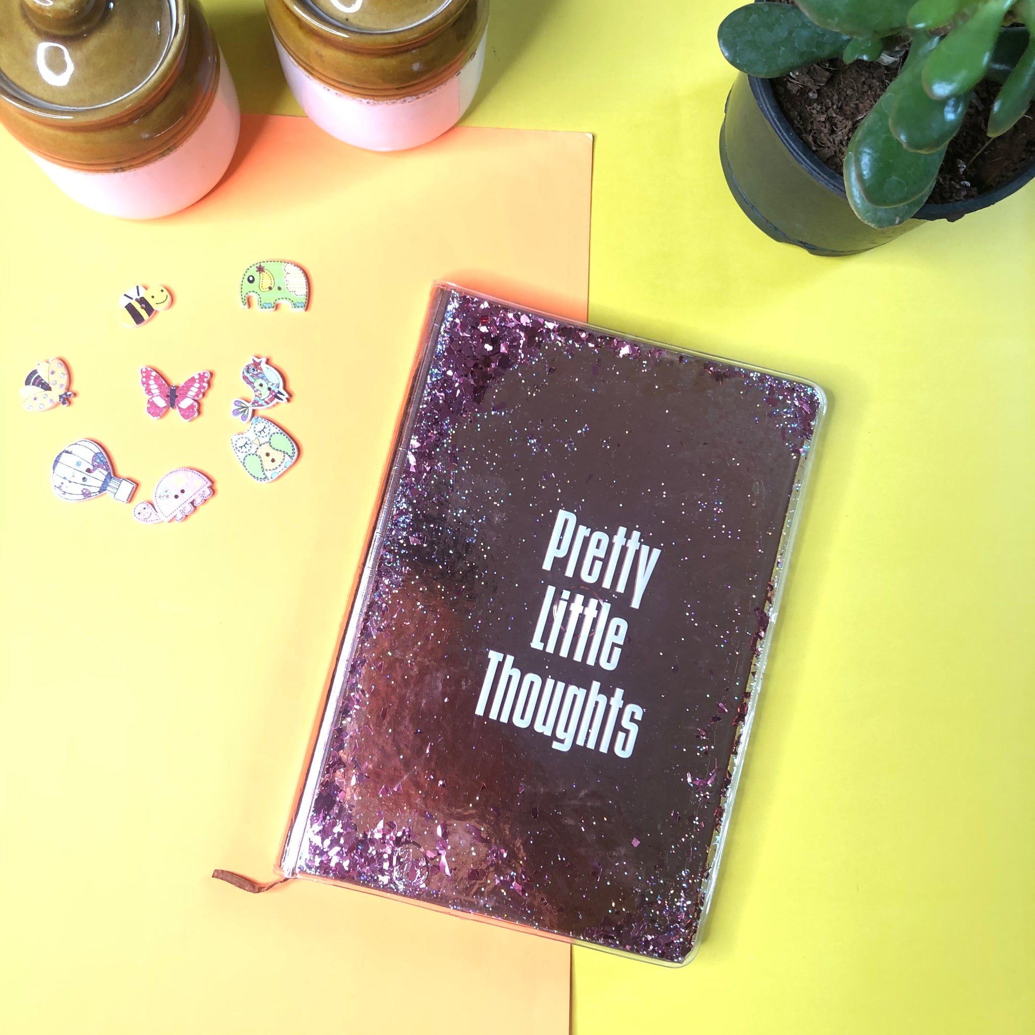 Glitter A5 Size Diary | Ruled page | Bookmark String |