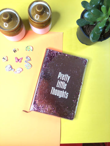 Glitter A5 Size Diary | Ruled page | Bookmark String |