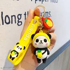 Cute Yellow Panda Model A | 3D Lanyard Keychain | Silicone