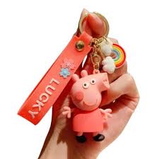 Peppa Pig Female | 3D Lanyard Keychain | Silicone