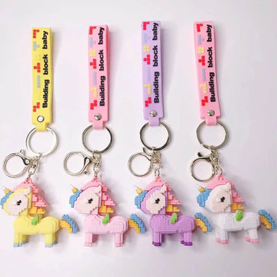 Yellow Unicorn Brick Lego | 3D Lanyard Keychain | Silicone