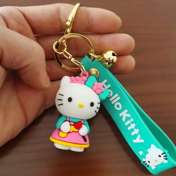 Hello Kitty Green Standing | 3D Lanyard Keychain | Silicone