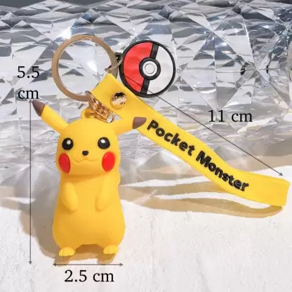 Cute 3D Pikachu Silicone Lanyard Keychain | Adorable Pokémon Accessory
