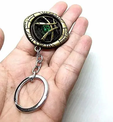 Rotating Spinning Doctor Strange Infinity Stone Golden Keychain Multicolour