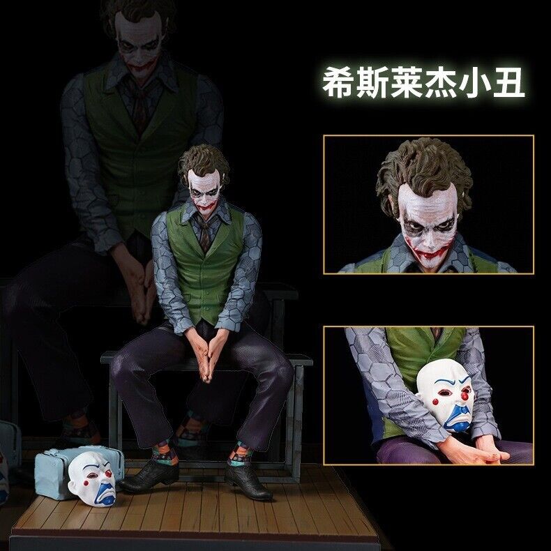 Joker Sitting on Table with Extra Mask Figurine | 27 cm | Premium Box