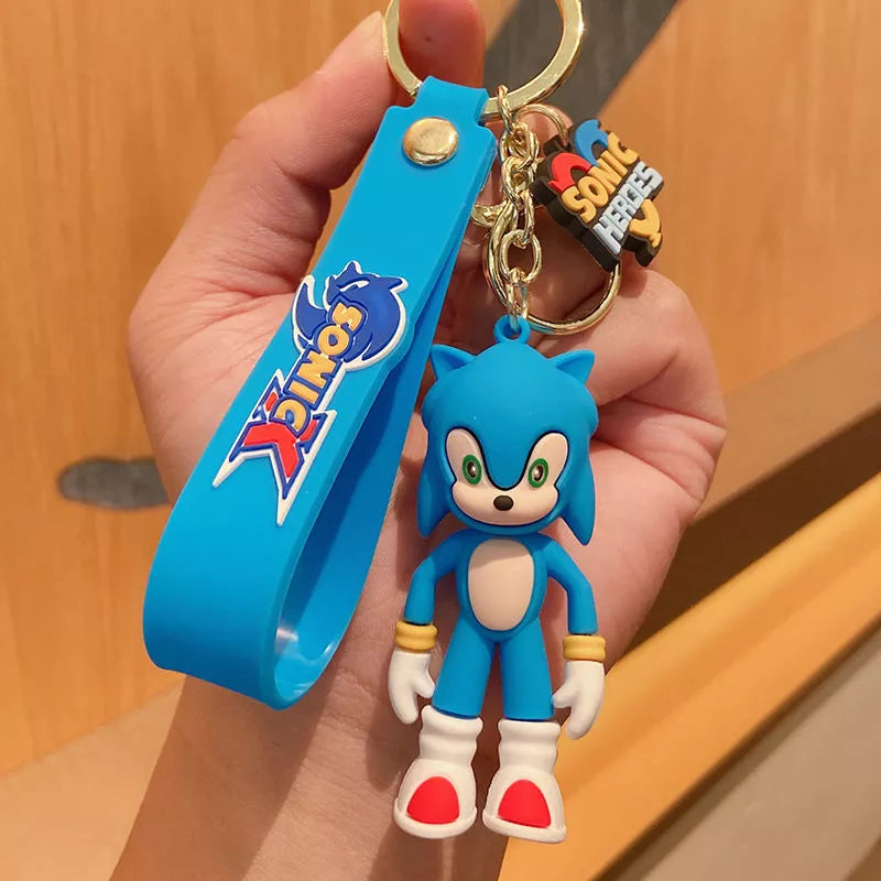 Sonic Blue Silicone Keychain - High-Quality 3D Design