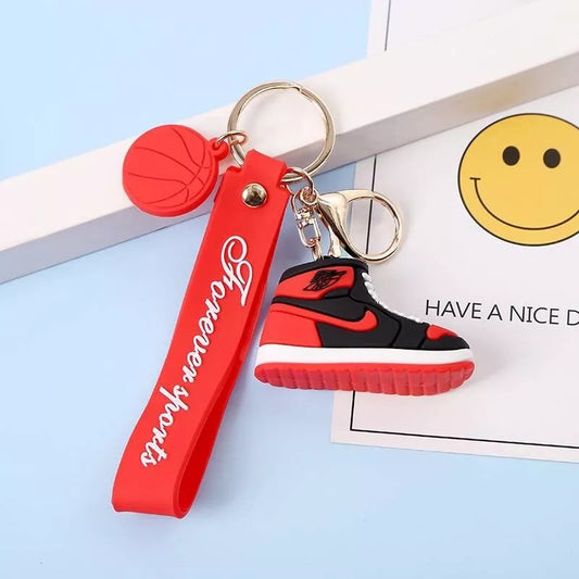 Nike Sneaker RED-BLACK Silicone Lanyard Keychains - Stylish